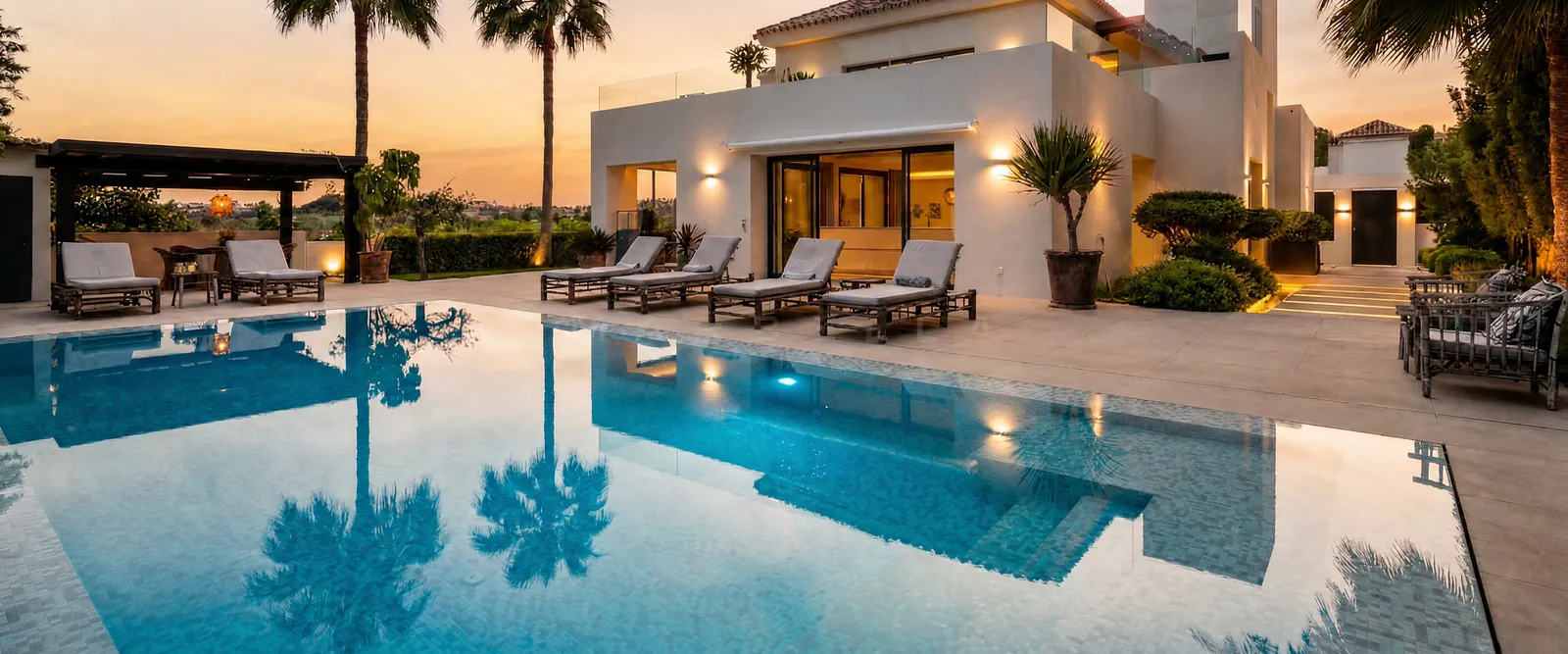 Fachada de una villa en venta de una inmobiliaria en Marbella