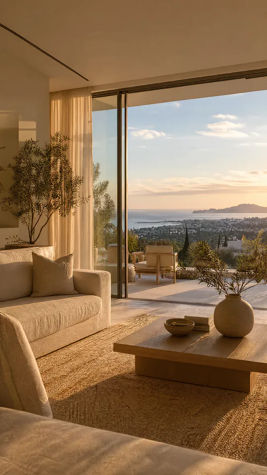 Story de Instagram del salón de una villa con vistas al mar en Benalmádena